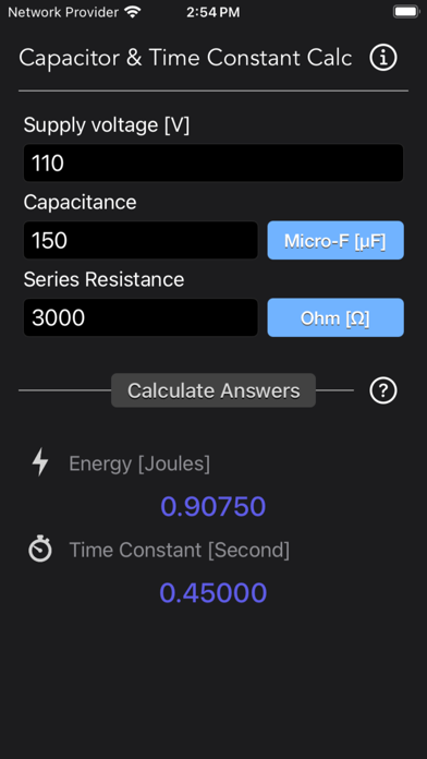 Capacitor Calculator Screenshot