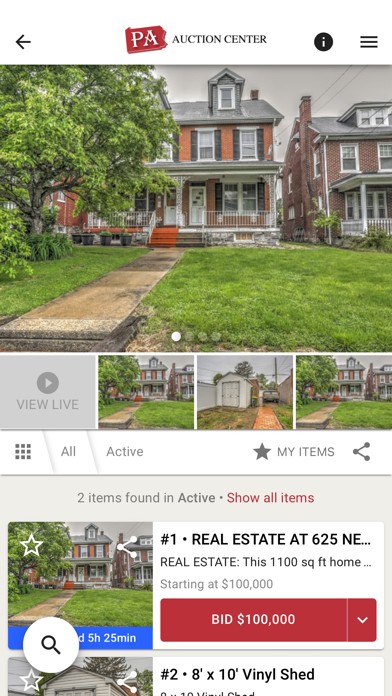 PA Auction Center Screenshot