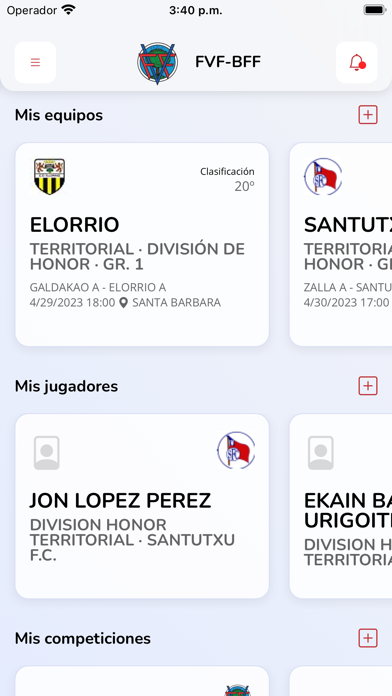 Federación Vizcaína de Fútbol Screenshot