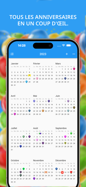 ‎Calendrier des anniversaires Capture d'écran