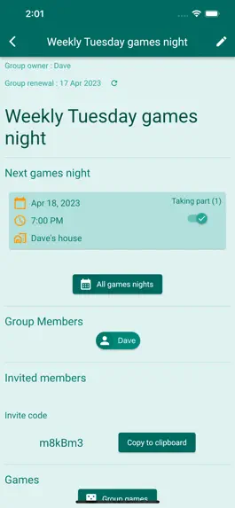 Game screenshot Games Night Planner hack