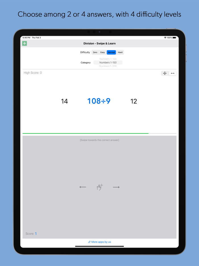 Division Math - Swipe and Learn