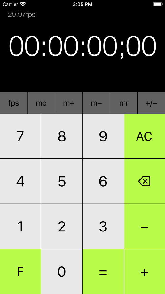 #1. tcCalc - timecode & frame calc (iOS) Podle: RYUICHIROU SHIMONO