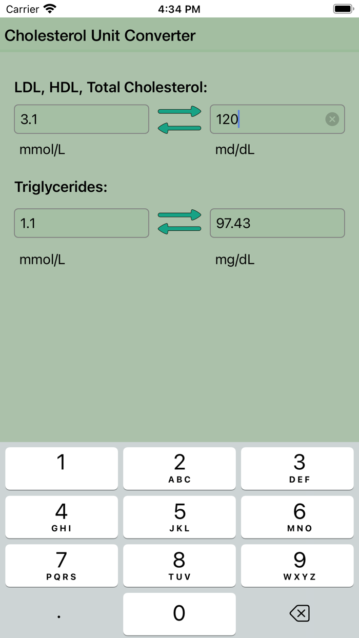 Cholesterol Unit Converter