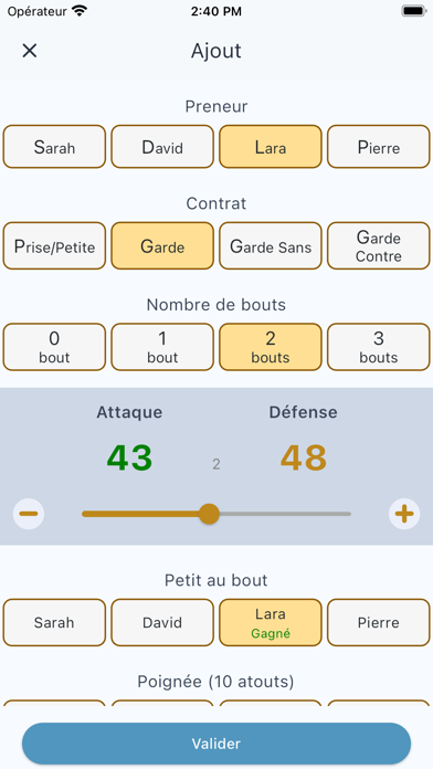 Screenshot #2 pour Compteur de points au Tarot