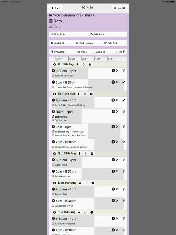 Screenshot #5 pour Rotaville - Work Rota Planning