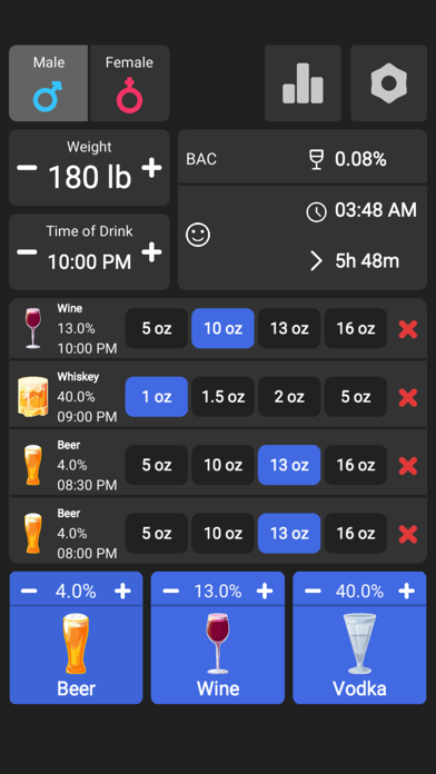 Alcohol BAC Calculator Screenshot