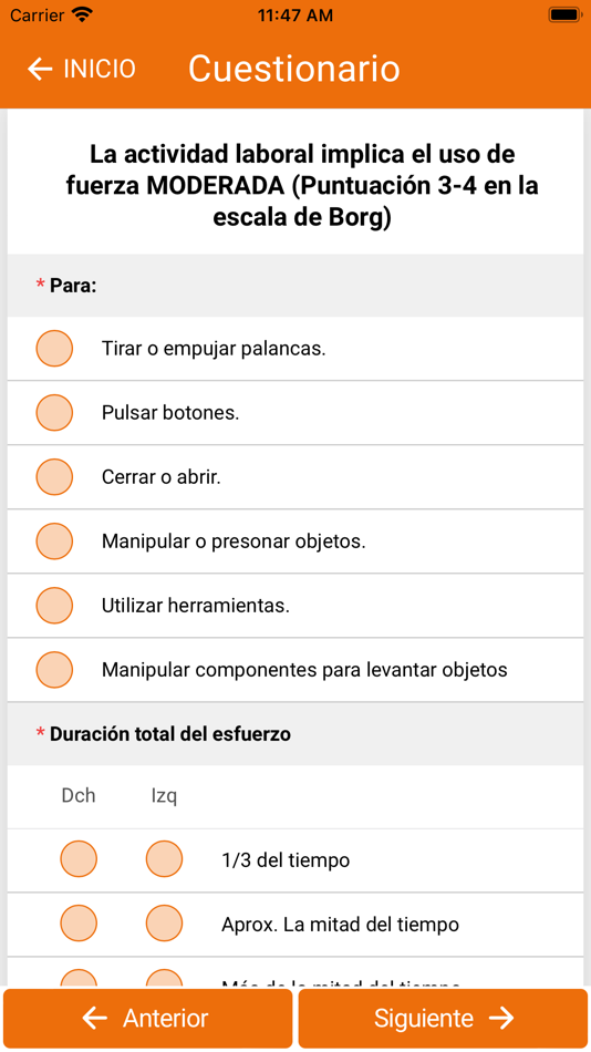 #4. Evaluación tareas repetitivas (iOS) Podle: Instituto Nacional de Seguridad e Higiene en el Trabajo