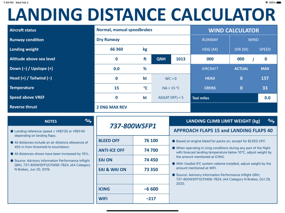 #6. Landing distance calculator (iOS) Podle: MEGAPROJECTS B.V.