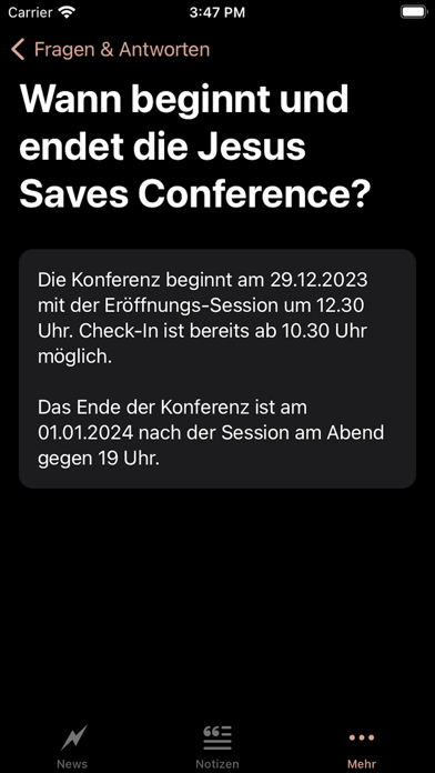 Jesus Saves Conference Screenshot