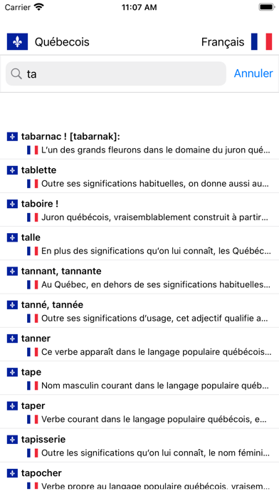 Screenshot #1 pour Dico Québecois-Français