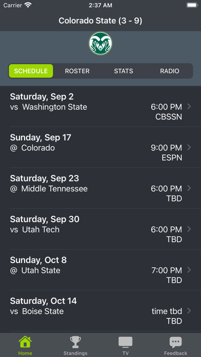 Screenshot #1 pour Colorado State Football App