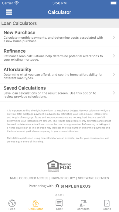 Physician Bank: Mortgage Screenshot