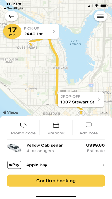 Seattle Yellow Cab. Screenshot