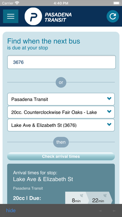 Pasadena Transit Screenshot