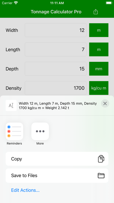 Tonnage Calculator Pro Screenshot