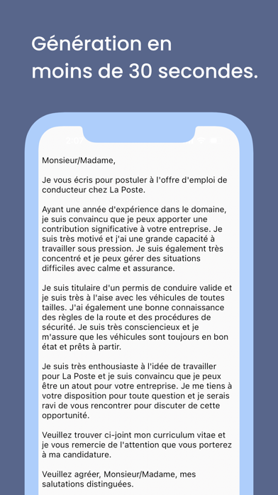 Lettre de motivation IA Screenshot