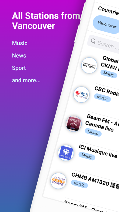 Vancouver Radios Stations Screenshot
