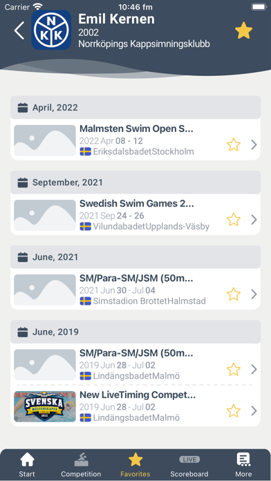 Swimify Livetiming Screenshot