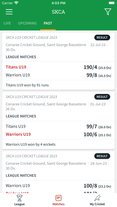 St. Kitts Cricket Association Screenshot