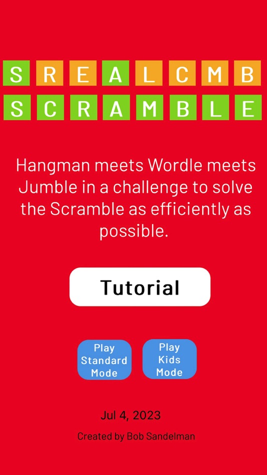 #1. Scramble Word Game (iOS) By: Robert Sandelman