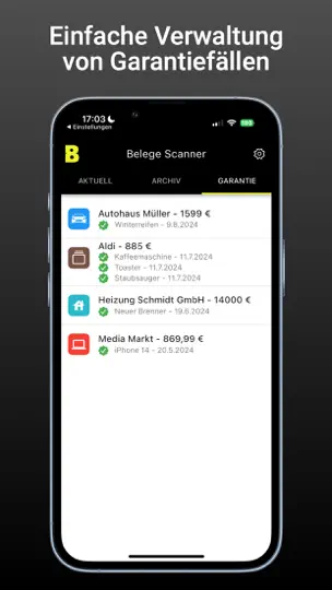 Captura de pantalla de Belege Scanner en iPhone 5