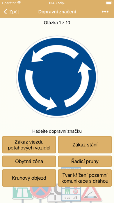 Dopravní značky v ČR: Test Screenshot