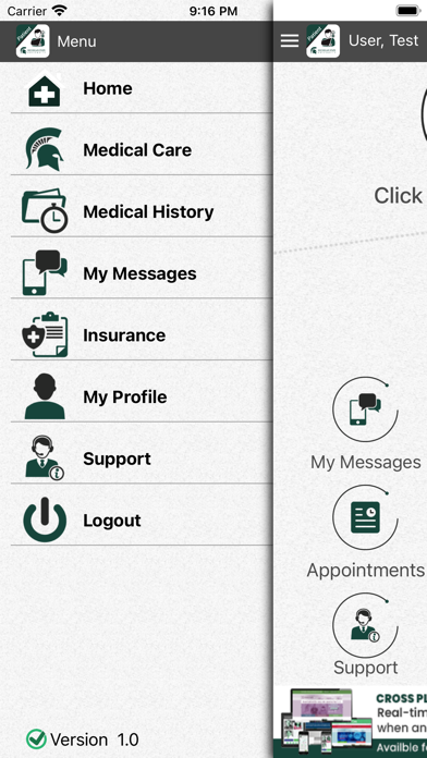 OnlineCare MSU Patient Screenshot
