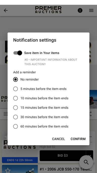 Premier Auctions Screenshot