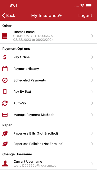 My Insurance® Mobile Account Screenshot