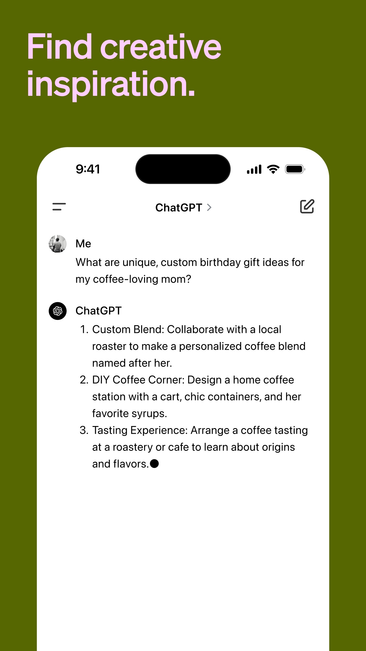 Screenshot do app ChatGPT