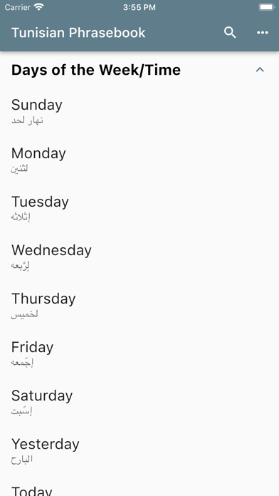 Tunisian Phrasebook Screenshot