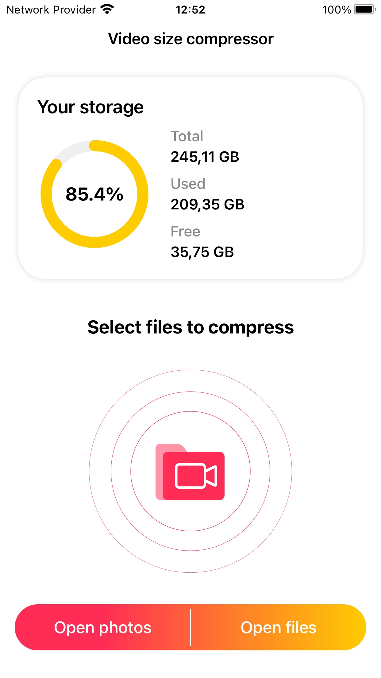 Screenshot do app Video Compress, Resize, Shrink