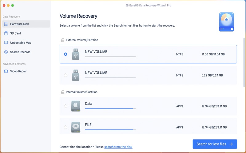 EaseUS Data Recovery Wizard Screenshot