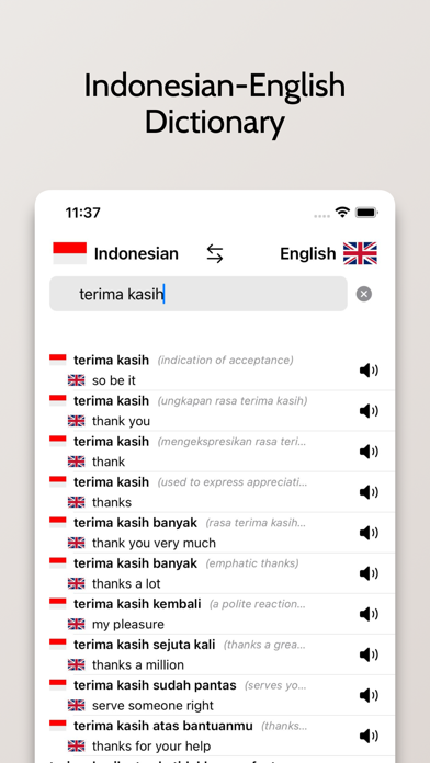 Indonesian/English Dictionary Screenshot