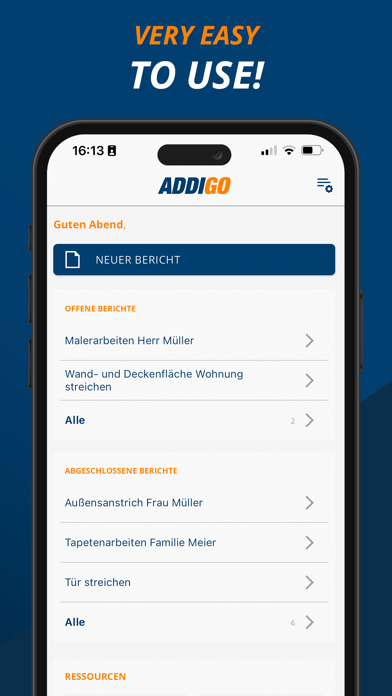 ADDIGO Service Report Screenshot