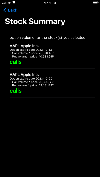 Stock Earnings Volume Screenshot