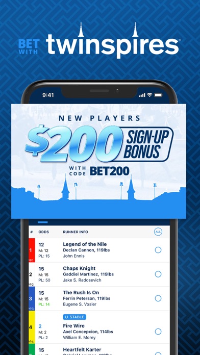 TwinSpires Horse Race Betting Screenshot