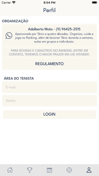 Ranking Consol Tênis Screenshot