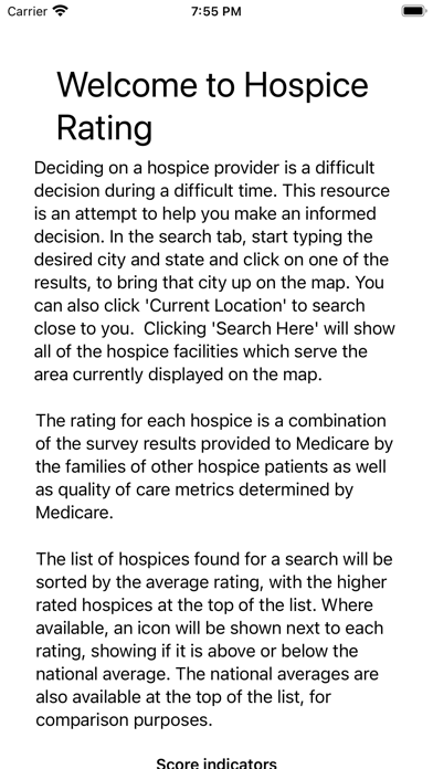 Hospice Rating Screenshot