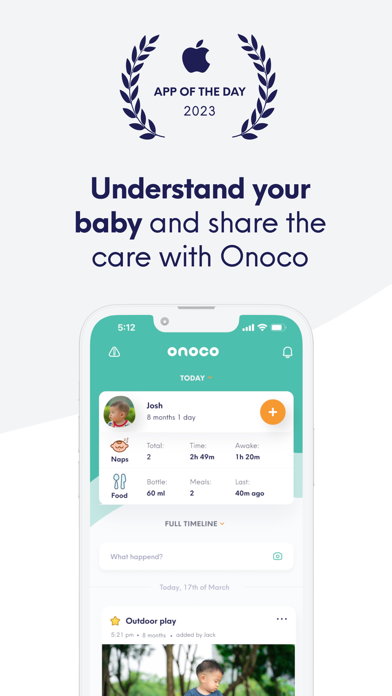 Onoco - Shared Baby tracker Screenshot