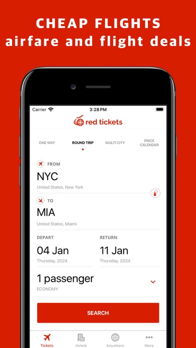 Red Tickets: Flight bookings Screenshot