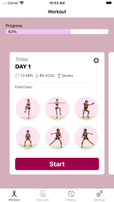 Glutes Butt Workout Home Plan Screenshot