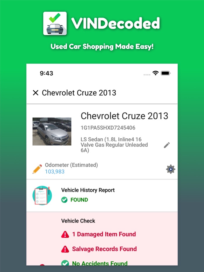 VIN Check Report for Used Cars
