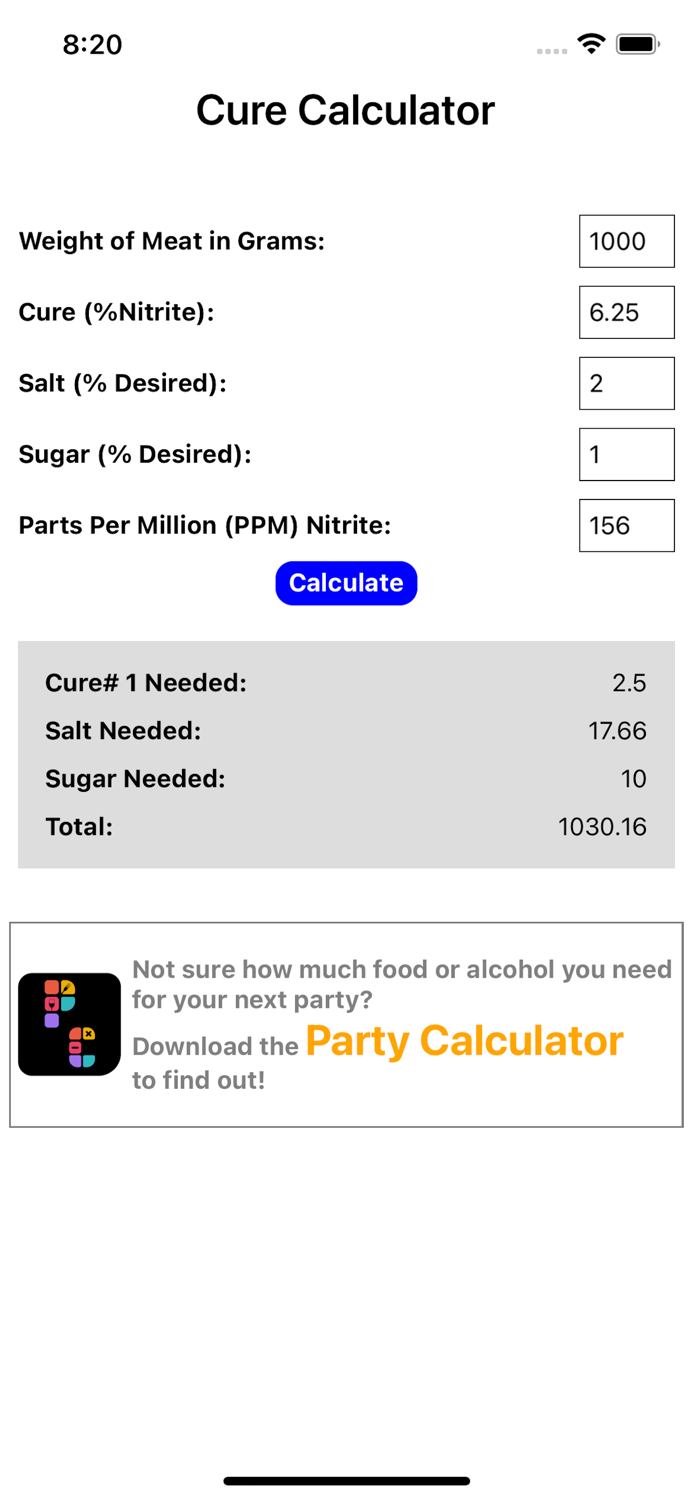 Cure Calculator