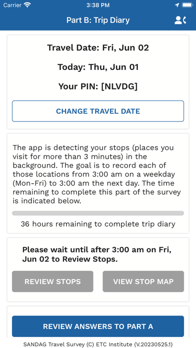 SANDAG Travel Survey Screenshot