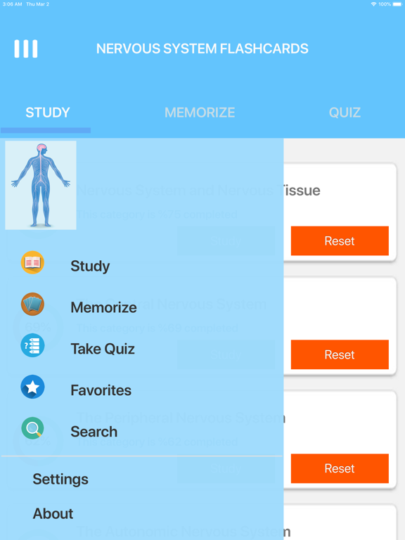 Screenshot #4 pour Nervous System Study Cards