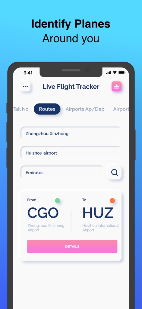 Live Flights Tracker - La interfaz permite la búsqueda de vuelos por rutas específicas, presentando resultados que detallan los aeropuertos de origen y destino de cada conexión disponible.