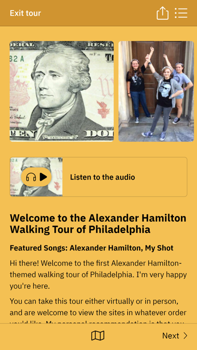 Alexander Hamilton Tours Screenshot