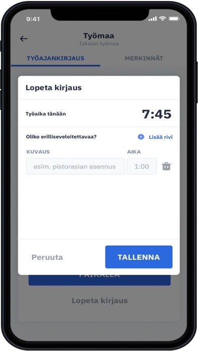 Tykki App työajanseuranta Screenshot